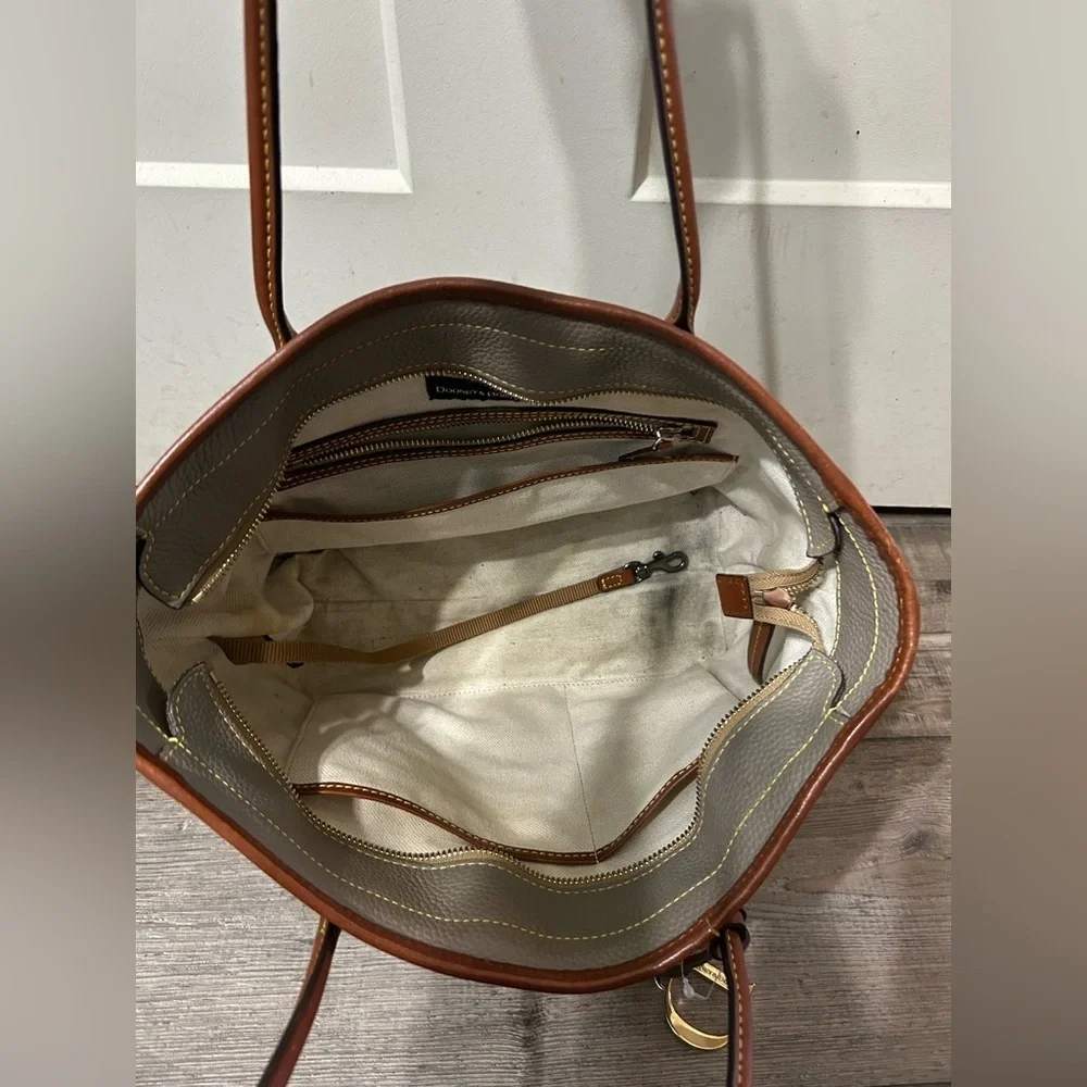 Dooney & Bourke Pebble Grain Grey/Taupe and Tan leather Large Tote bag